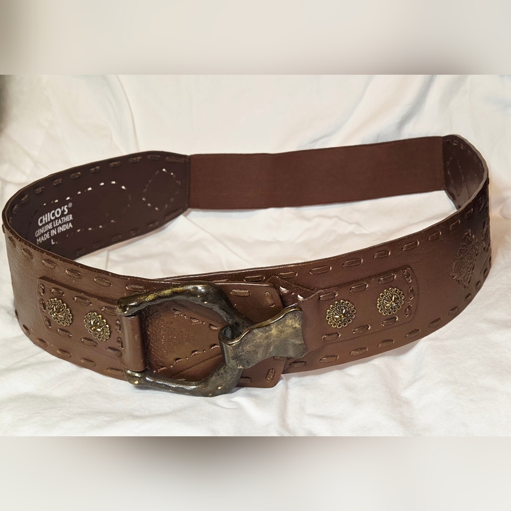 Chico Genuine Leather Brown L Metal Hooking Buckle see size measurements below